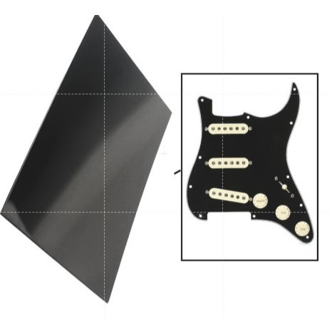 Bahan Material Pickguard Pelindung Body Gitar Black 3 Ply
