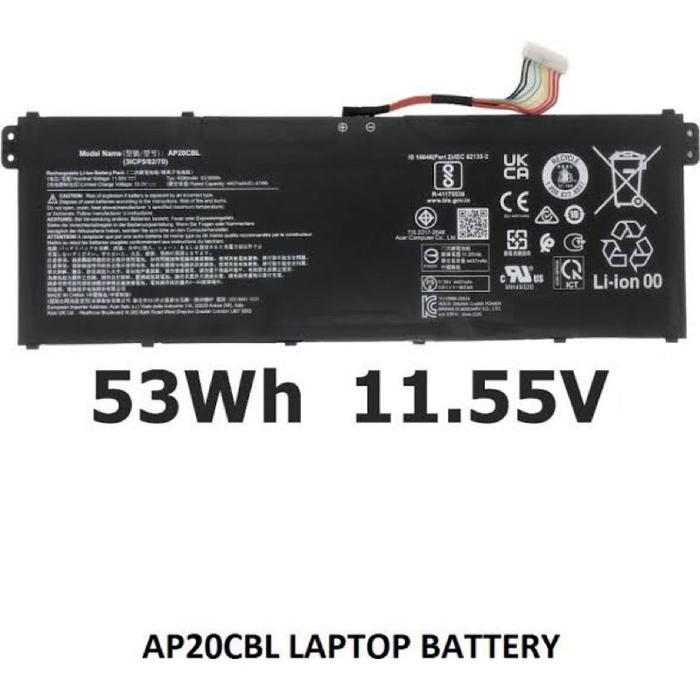 Baterai Laptop ACER ASPIRE 5 A515-45 AP20CBL 11.55V 53Wh battery