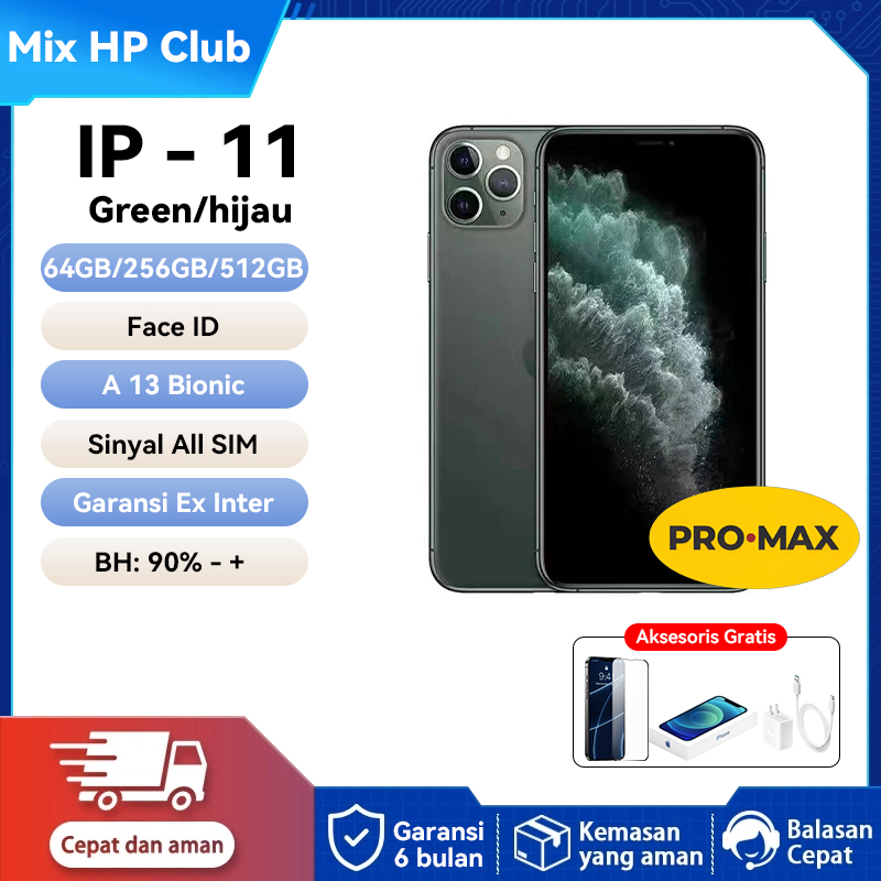 IP 11 PRO / IP 11 PRO MAX - Green/Hijau - IP 11 PRO/IP 11 PRO MAX Second Bekas 64GB 128GB 256GB ORIG