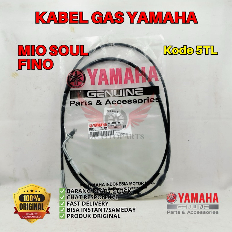5TL KABEL GAS MIO SOUL ORIGINAL YAMAHA GENUINE PARTS, KABEL GAS ORIGINAL FINO, KABEL GAS ORIGINAL YA