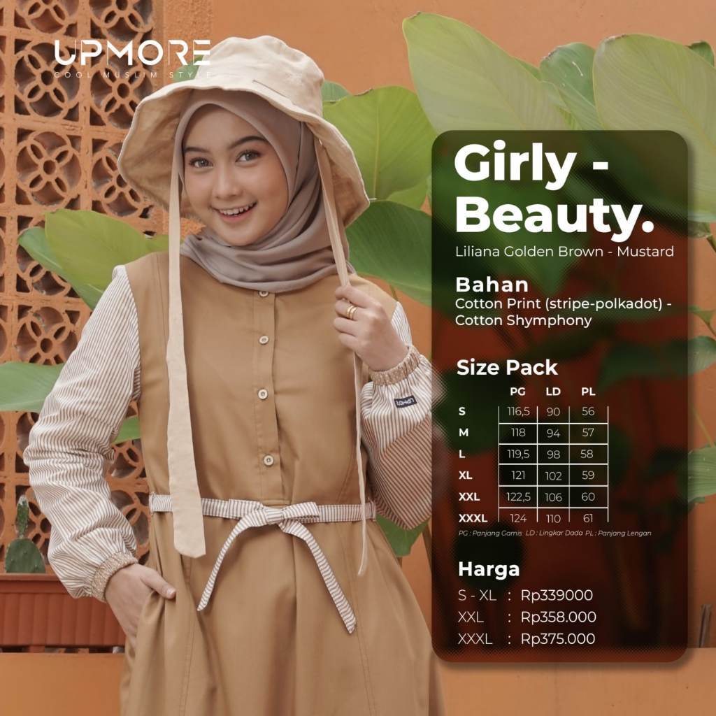 Gamis Wanita Remaja Perempuan Liliana Mustard Mutif