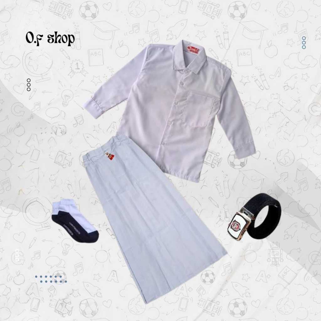 Seragam sekolah putih putih baju polos lengan panjang rok panjang // set lengkap