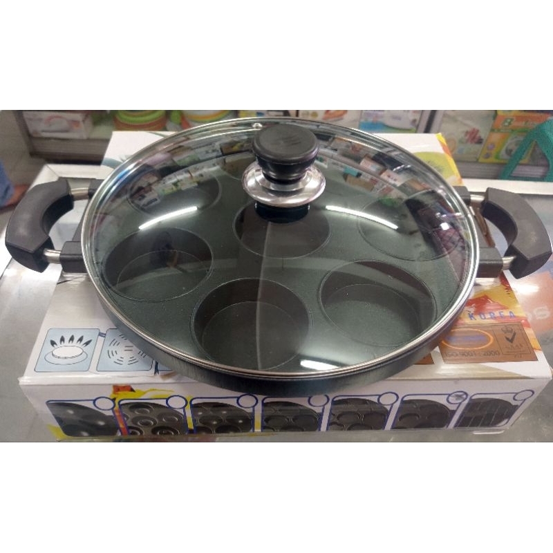 Cetakan Martabak Mini Happy call 8 lubang datar tutup kaca