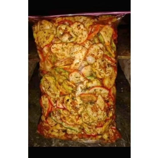 

seblak kering kerupuk bawang pedas daun jeruk