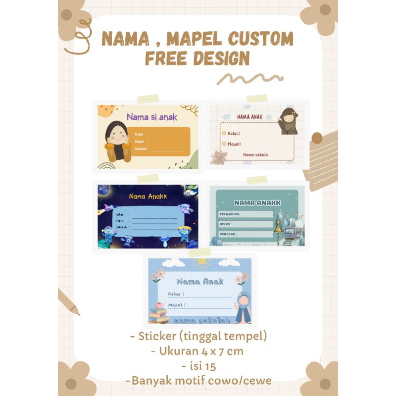 

STIKER NAMA DAN MATA PELAJARAN SEKOLAH MURAH isi 15pcs