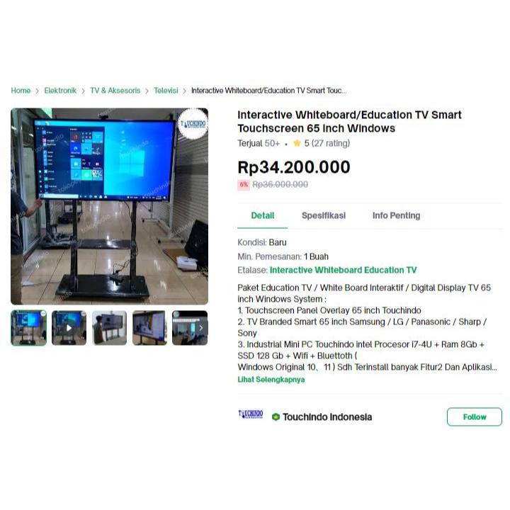 Interactive Whiteboard/Education TV Smart Touchscreen 65 inch Windowss