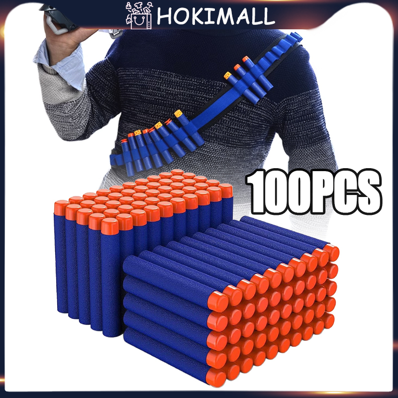 100pcs Peluru Nerf Busa Biru - Soft Bullet 7.2cm Nempel Tembak + Kompatibel untuk Nerf Shotgun
