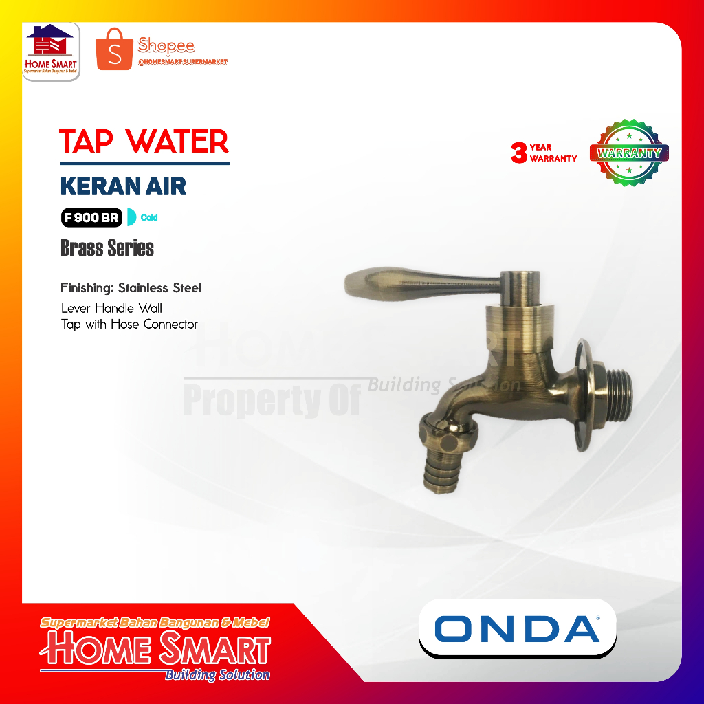 Keran Air Wall Tap Type F 900 BR Merk Onda Exclusive