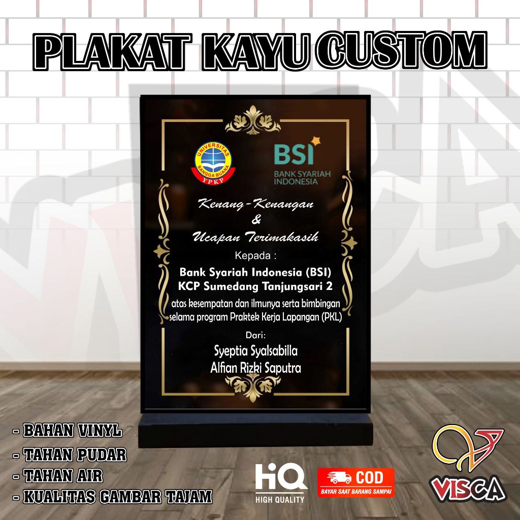 Plakat kayu plakat kenangan plakat cinderamata plakat kayu PKL plakat kenang kenangan vandel plakat 