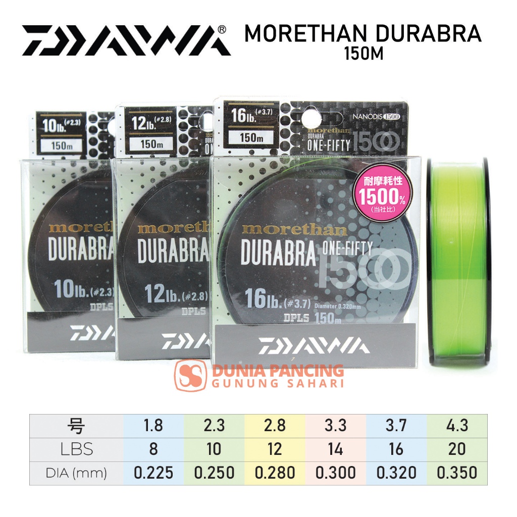 Senar Nylon Daiwa Morethan Durabra 1500 Nylon 150M Pilih Ukuran