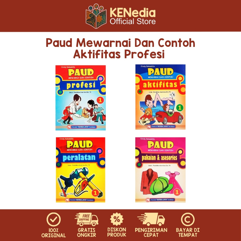 Buku Paud Mewarnai Dan Contoh Aktivitas Profesi - 1 Set Buku Paud Mewarnai Dan Contoh