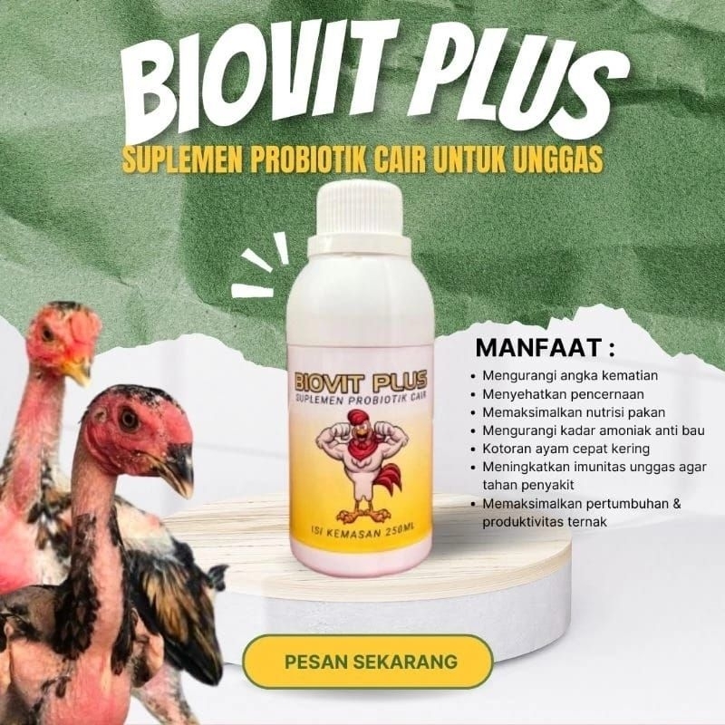 Probiotik Ayam Bangkok Biovit Plus Ayam Sehat Nafsu Makan Tinggi Pertumbuhan & Produksi Telur Maksim