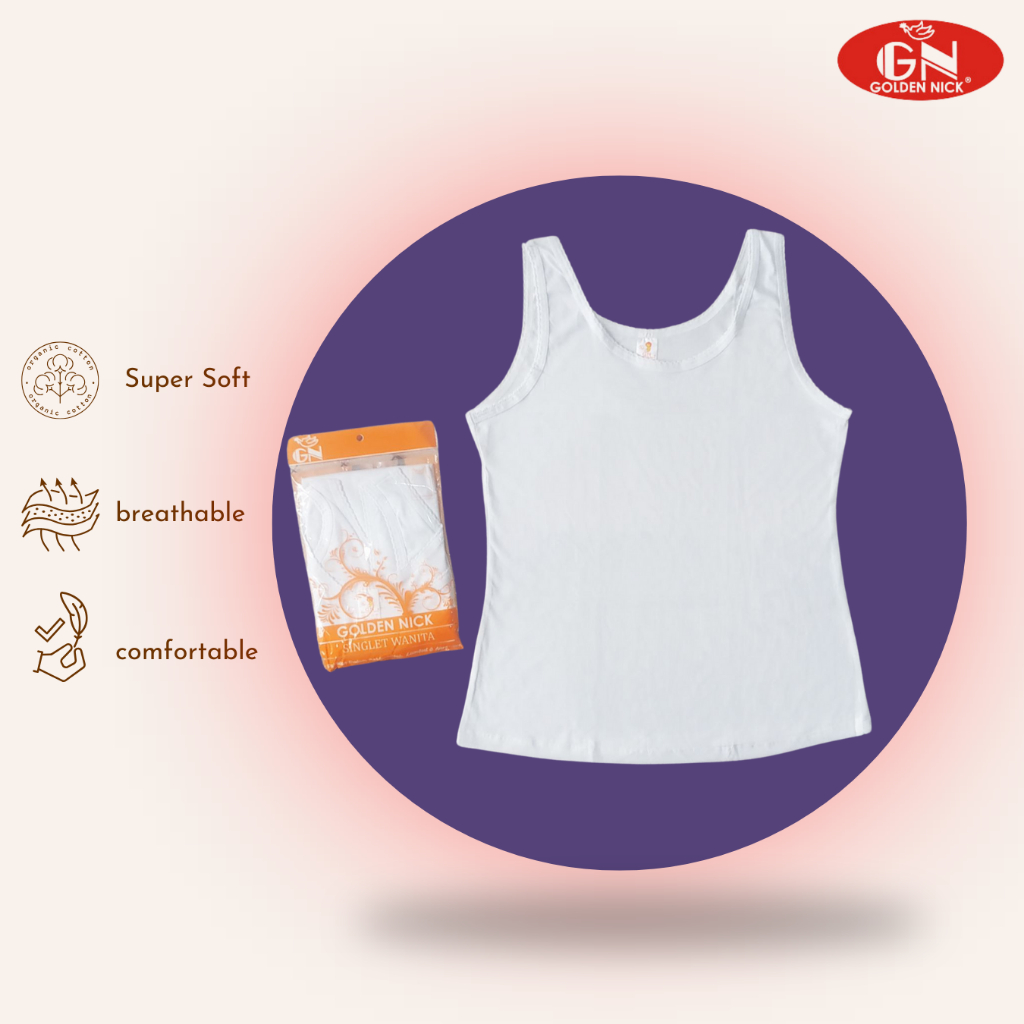 Golden Nick - ( 1 PCS ) 1073 Tanktop Tali Besar Tanktop Warna Putih Bahan Katun Murah AT 1073 COD JA