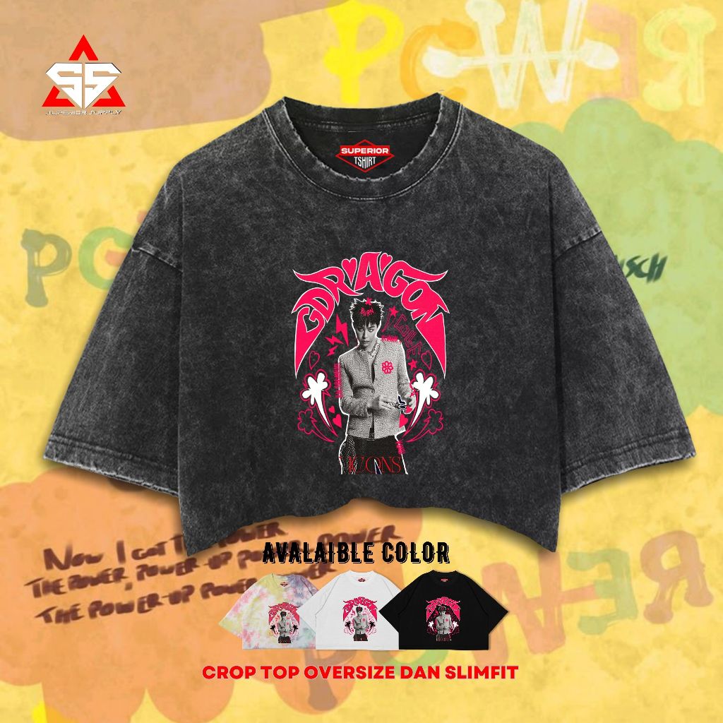 SUPERIOR Crop Tee G-Dragon Washed Tye Die Longsleeve Oversize Slimfit Crop Top GDRAGON-22