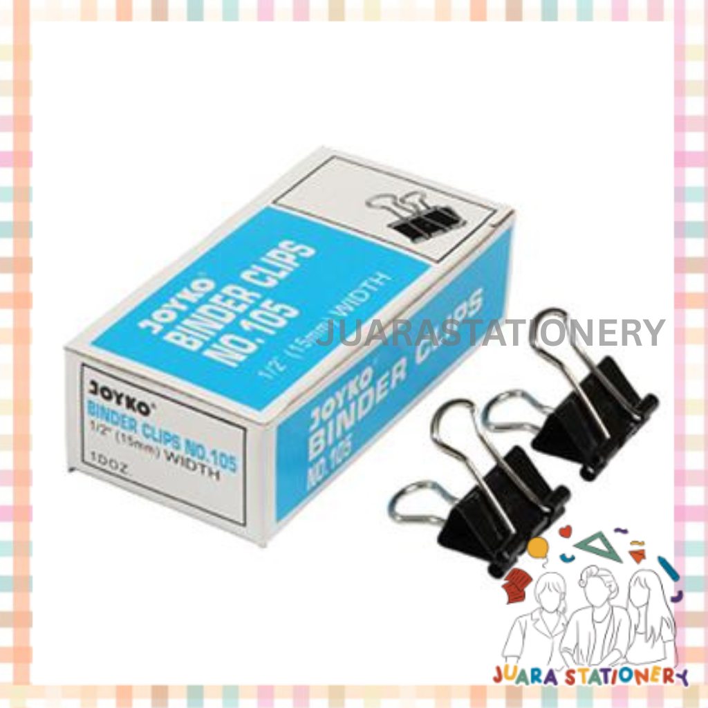 

(2) JUARASTATIONERY Binder Klip 105 Joyko [LUSIN] / Klip Binder / Paper Clip (Lebar 1.5 cm)
