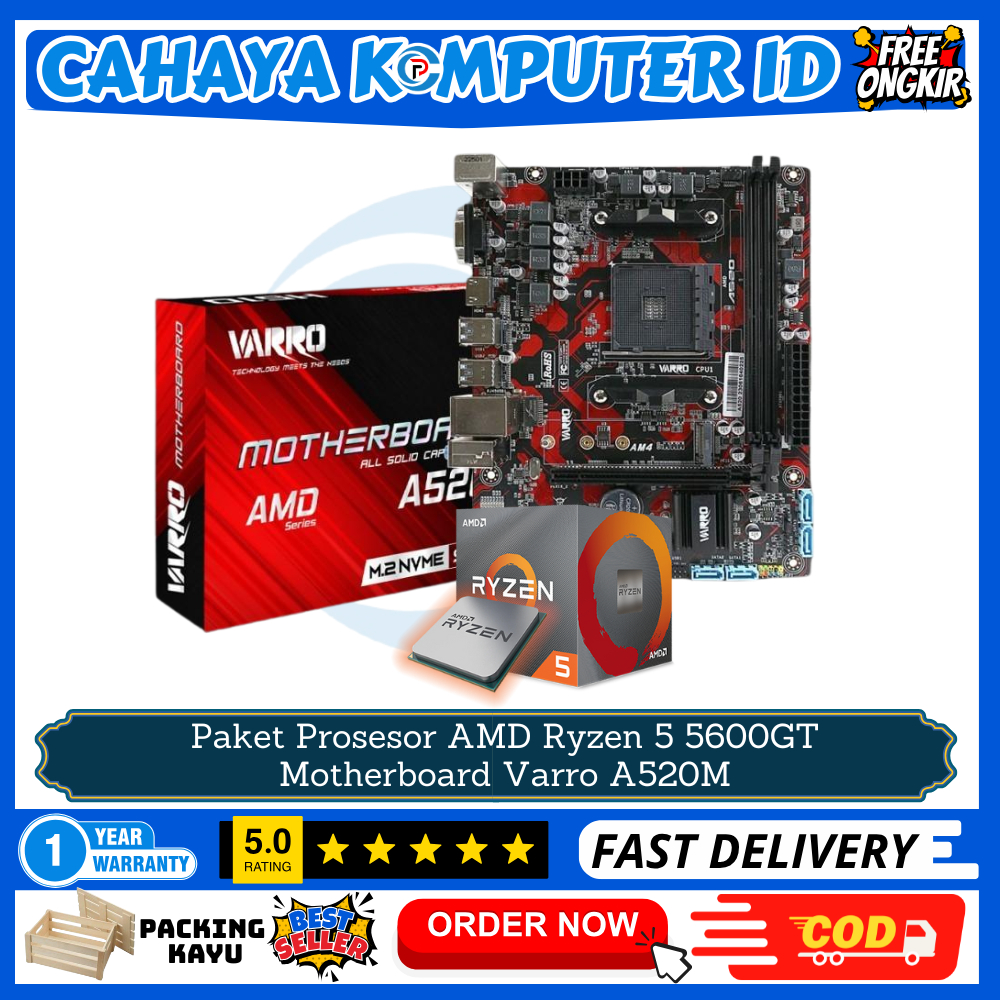 PAKET AMD Ryzen 5 5600GT + Motherboard Varro A520M DDR4 Socket AM4 Garansi