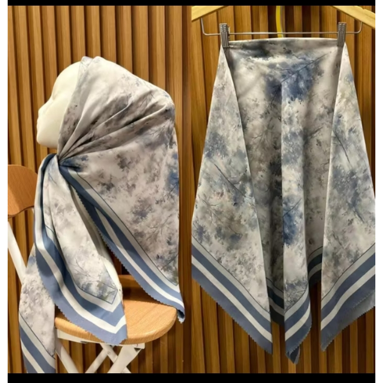 Segi Empat Motif Denim Biru Elektrik Birel Navy Dongker Series