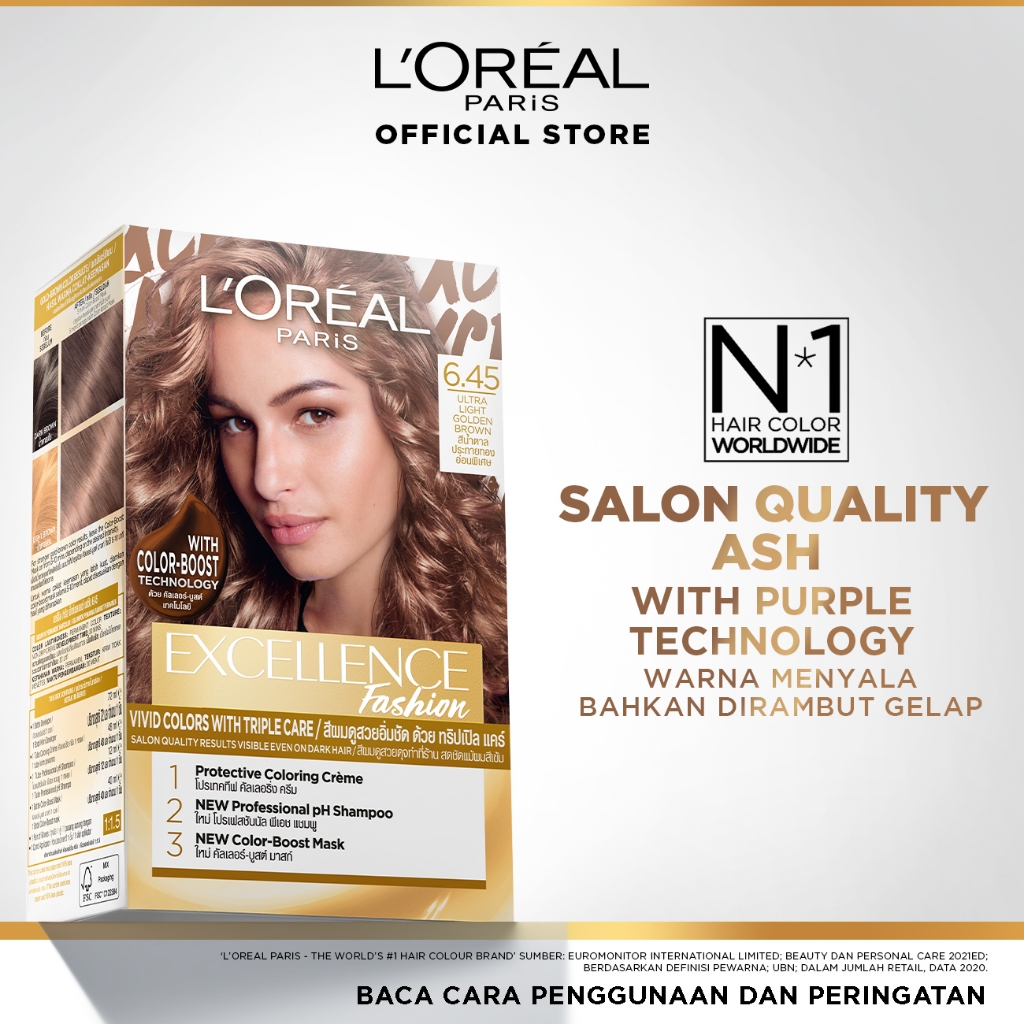 L'Oreal Paris Excellence Fashion Ultra Light Advance Ultra Care Hair Color 6.45 Ultra Light Golden B