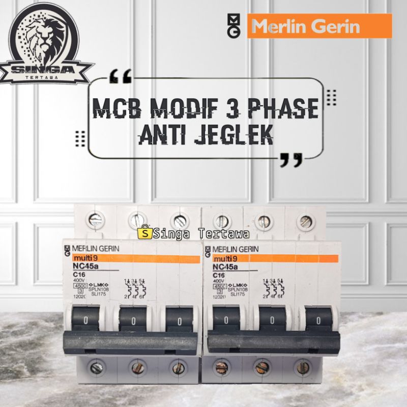 MCB Modif Merlin gerin 3 phase kepala hitam Anti jeglek