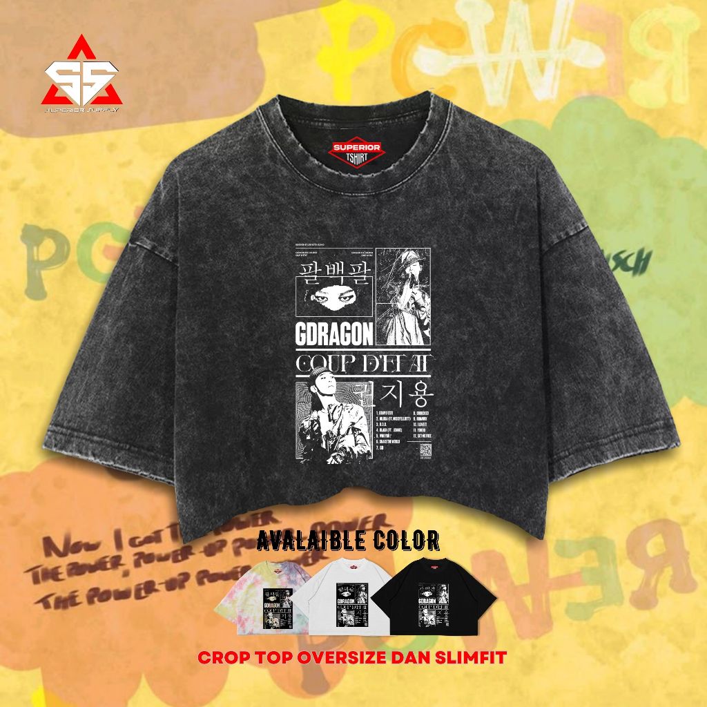 SUPERIOR Crop Tee G-Dragon Washed Tye Die Longsleeve Oversize Slimfit Crop Top GDRAGON-28