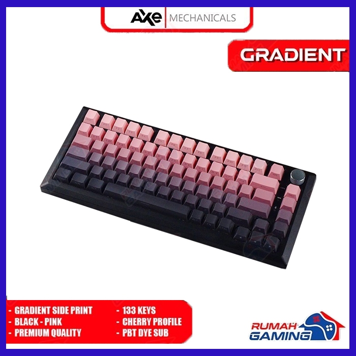 AXE MECHANICALS - Cherry - Gradient Black Pink - Side Print - Pbt + Pc - Two Color Injection -  Keyc