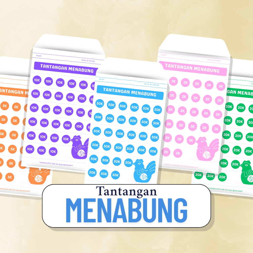 

Amplop Target Menabung 30 Hari, 40 Hari, 50 Hari, 100 Hari / Amplop Saving Challenge