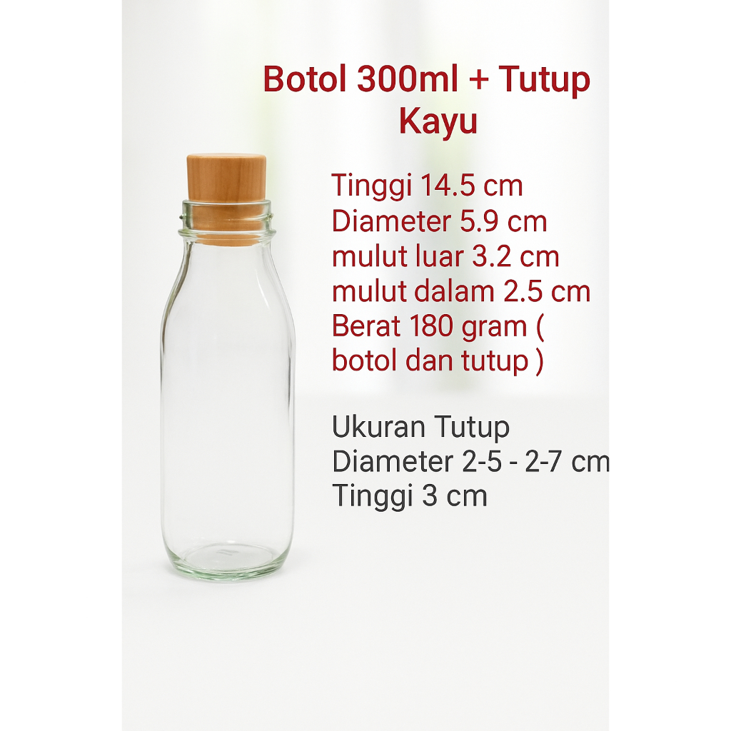 BOTOL SOUVENIR KACA TUTUP KAYU /   BOTOL GIFT HADIAH KACA  TUTUP KAYU / BOTOL DEKORASI KACA UKURAN 3