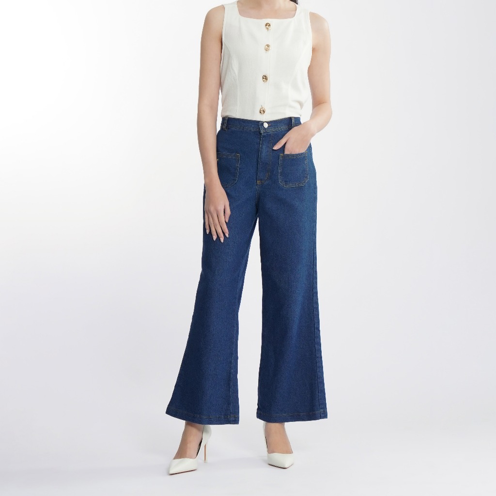 Momelca Bonnie Denim Pants - Celana Panjang Strech Denim Wanita