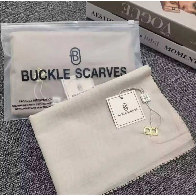 Segiempat Buckle Scarves Pouch Laser Cut Logo Metal