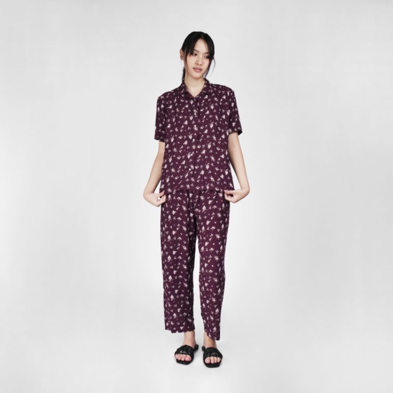 One Set Piyama Setelan Rayon Wanita lengan pendek | Setelan Wanita Remaja Kekinian | Baju Rumahan