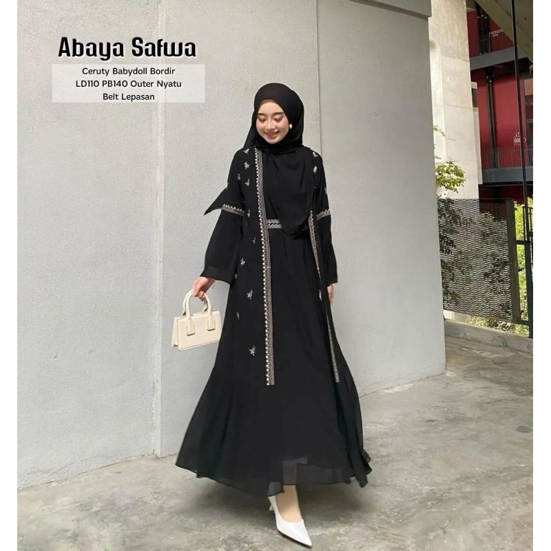ABAYA SAFWA /abaya bordir asli/ abaya ceruty bordir/abaya bordir ceruti
