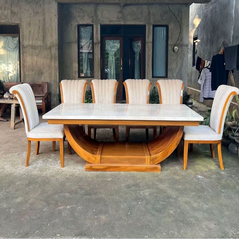 meja makan marmer set meja makan kayu jati top marmer meja makan kayu jati kombinasi marmer