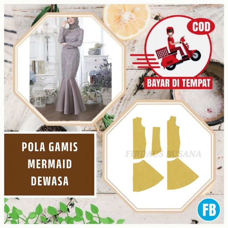 【COD】Pola Gamis Dewasa Mermaid Potongan Selutut Terbaru | Pola Baju Gamis Wanita Dewasa | Pola Baju 
