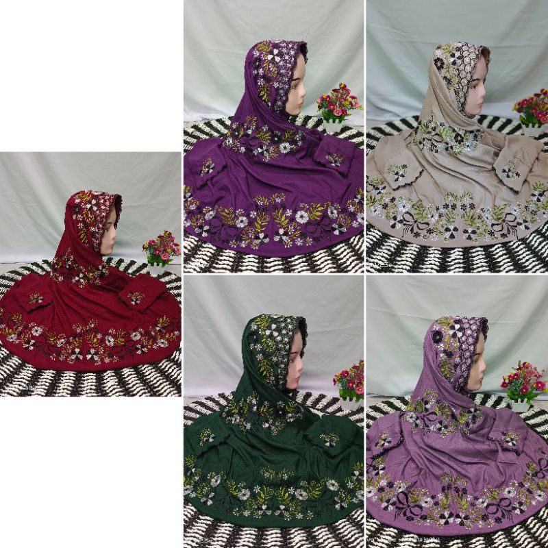 MUKENA TERUSAN/LAJURAN DEWASA POLINO WARNA BORDIR KUDUS