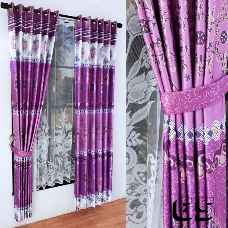 Quixoticquest_Shop Gorden 1 Set Dengan Poni Rumbai Mewah Gorden Paket Jendela Dan Pintu Poni