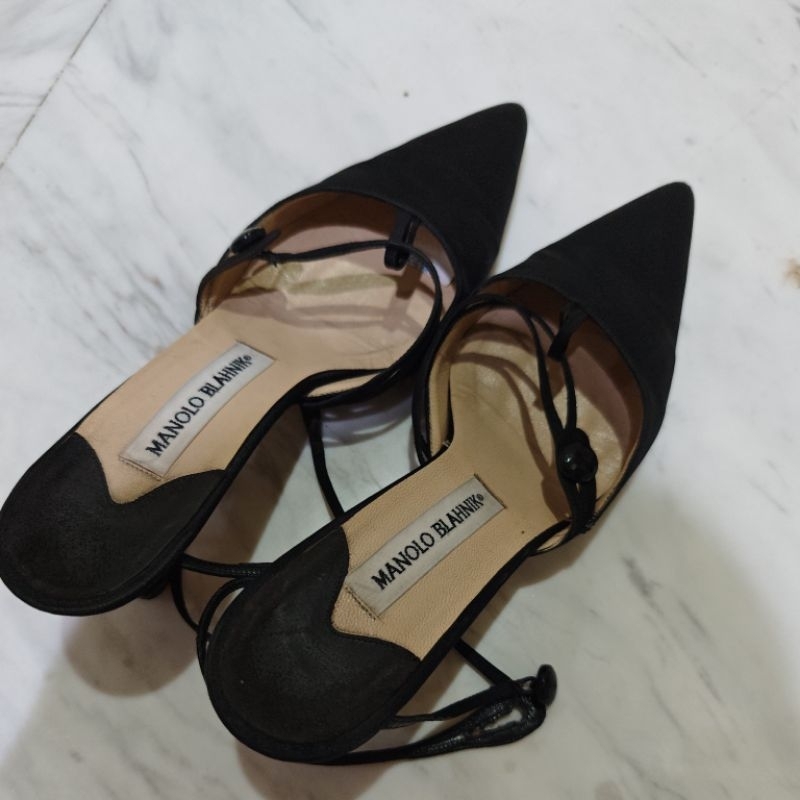 heels wanita black manolo blahnik