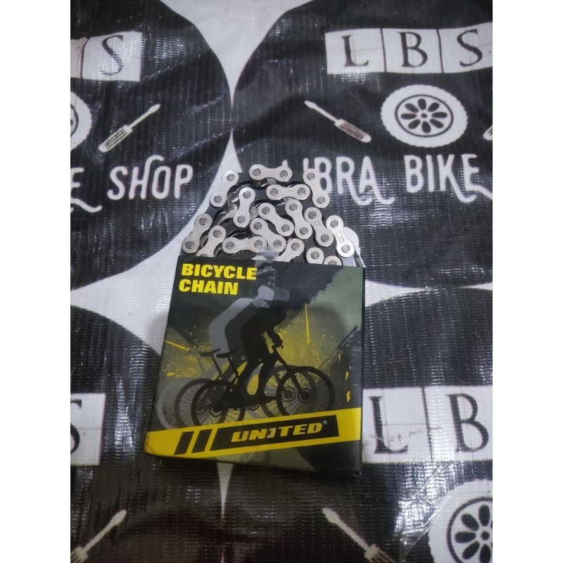 SINGLE CHAIN RANTAI UNITED RT-102 RT102 114L 2TONE HITAM CHROME BMX FIXIE