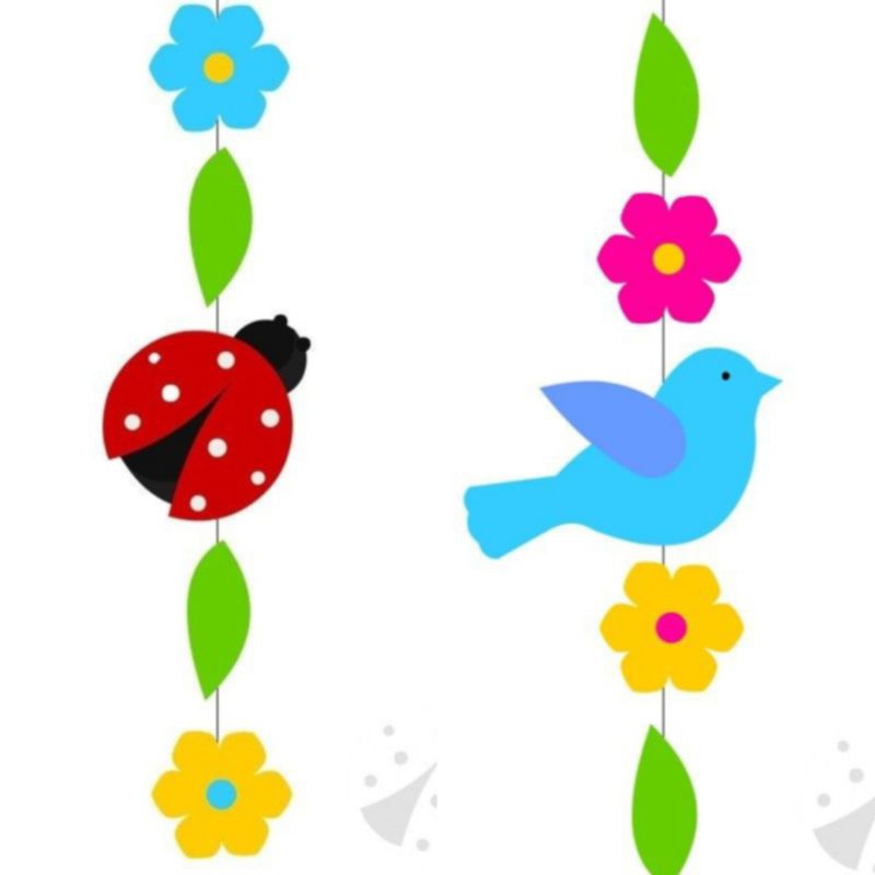 1 Helai Hiasan Gantung Motif Burung Kumbang // Hiasan Dinding // Hiasan Kelas Tk Paud Sd