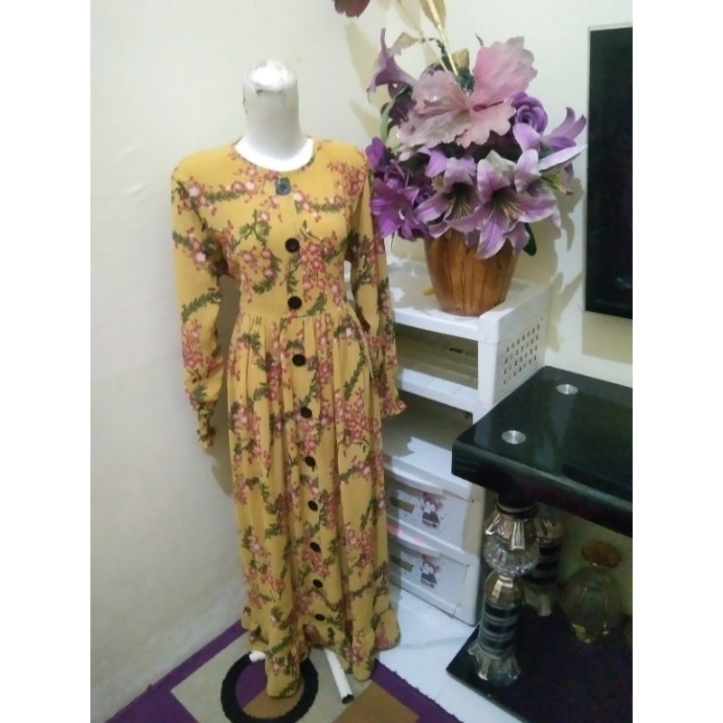 gamis preloved warna kuning kunyit
