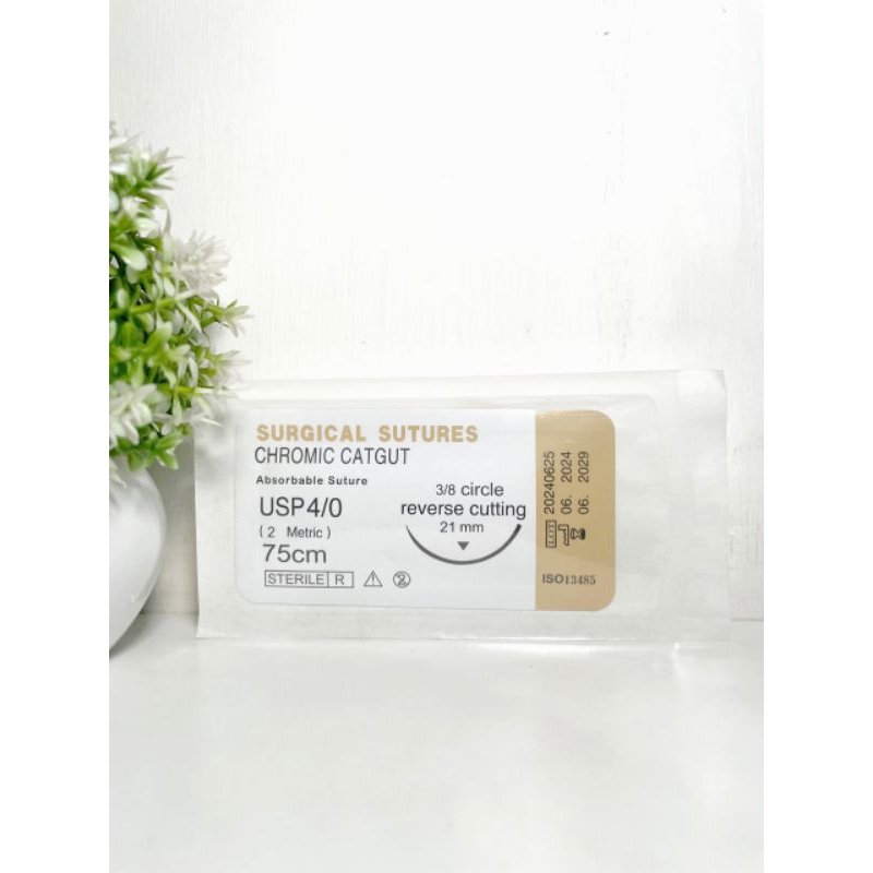 Catgut Chromic Absorbable Suture Surgical Suture Dental Benang + Jarum needle