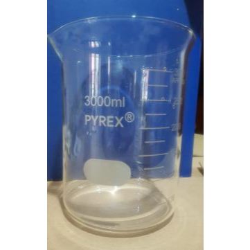 Beaker glass /  Gelas Kimia kaca 3000 m / 3 literl - PYREX Borosiicateb Tahan Panas