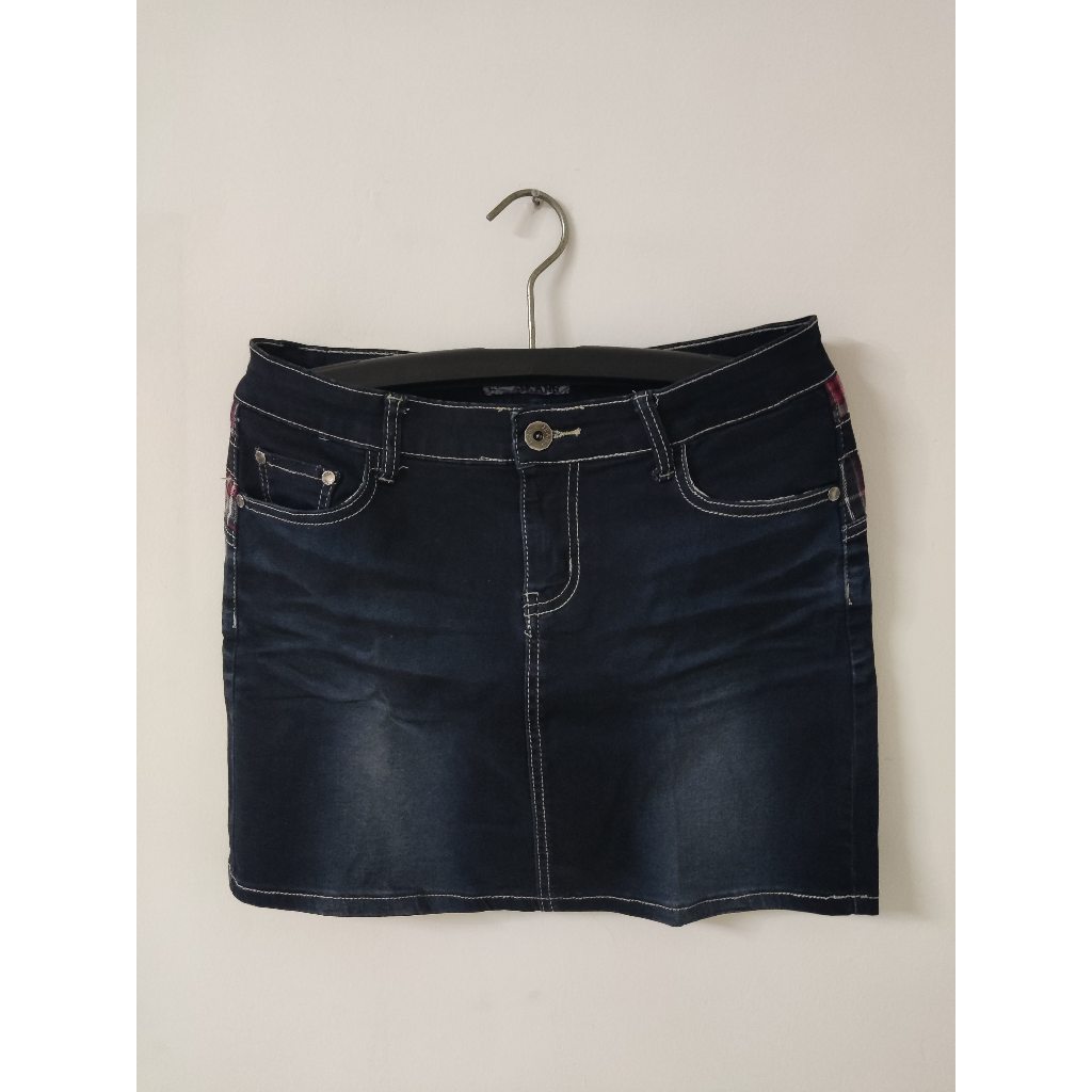 [PRELOVED] T28 Navy Blue Denim Jeans Skirt - Rok Denim Jeans Biru Dongker