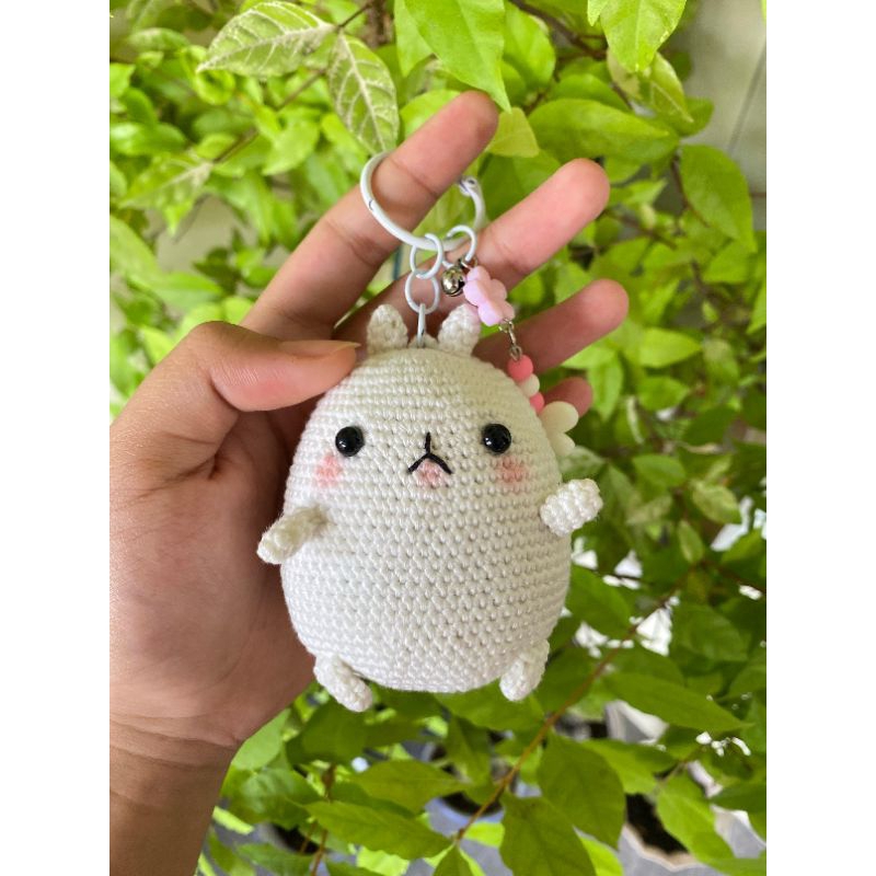 Gantungan Kunci Rajut Boneka Molang benang katun