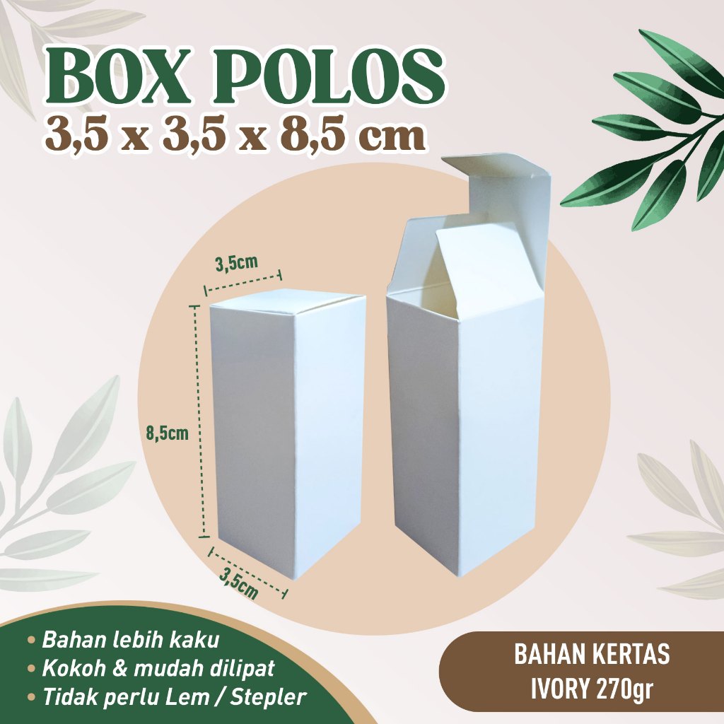 

DUS BOX POLOS / BOX BOTOL / PACKAGING - Ukuran 3,5 x 3,5 x 8,5 cm