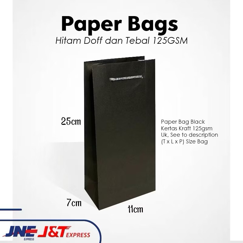 

Paper Bag Hitam Long Uk. 24x7x11cm / Paper Bag Kado Packing Souvenir Pernikahan Wedding / Paper Bag Polos Warna Hitam Packaging Online Shop / Tas Kertas Bridesmaid Murah