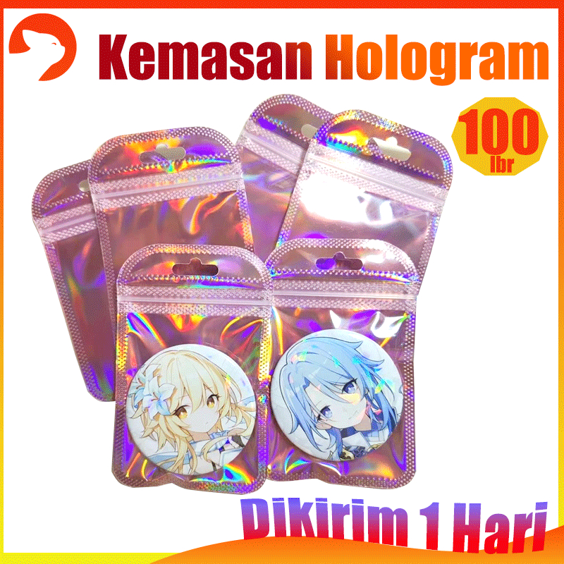 

100PCS Plastik Ziplock Hologram| Plastik Klip Ziplock| Plastik OPP Holographic Klip Zipper Ziplock Kemasan Laser Warna Warni Untuk Perhiasan