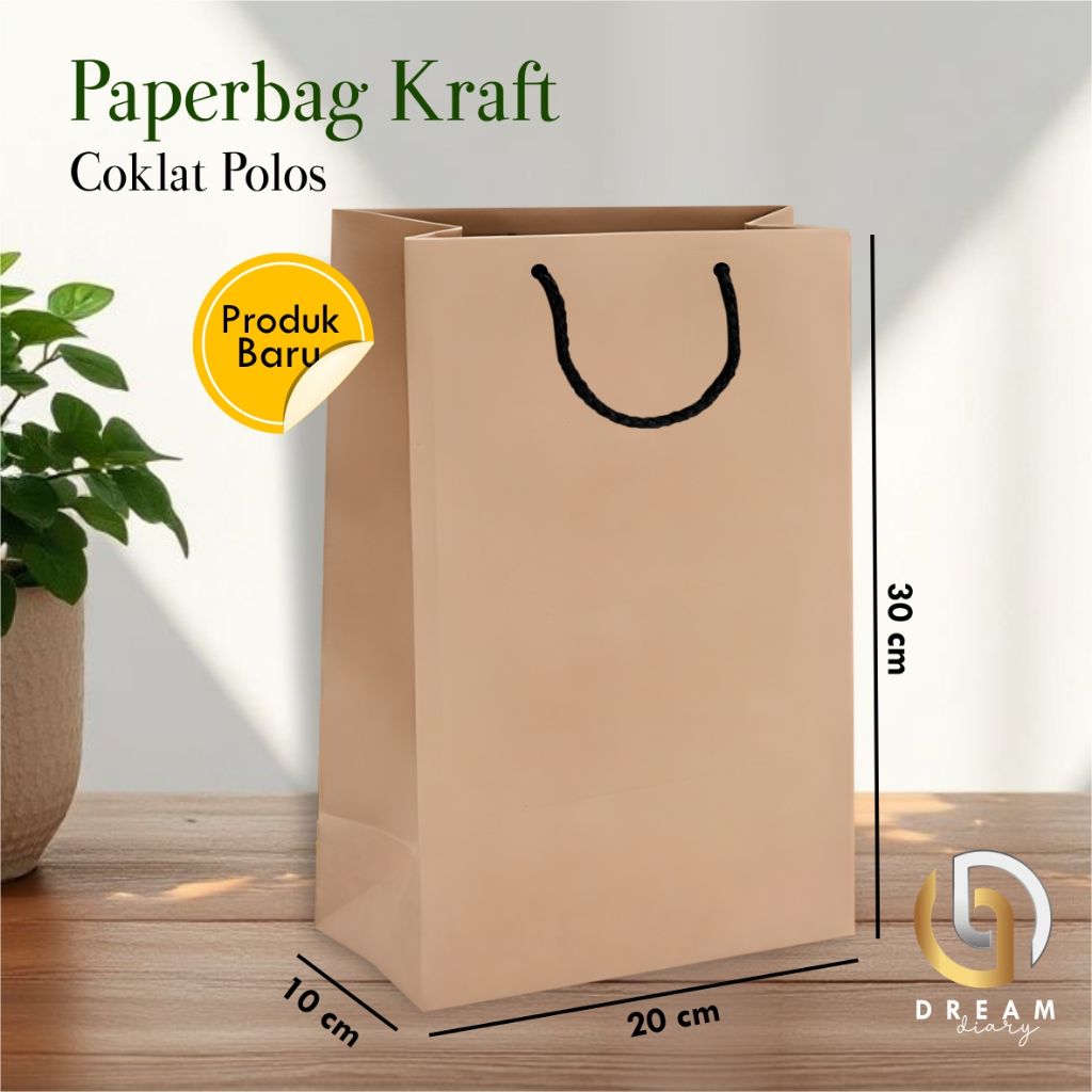 

[12PCS] PAPER BAG KRAFT COKLAT POLOS LUSINAN - TAS SOUVENIR PERNIKAHAN UKURAN 20 x 30 x 10 CM