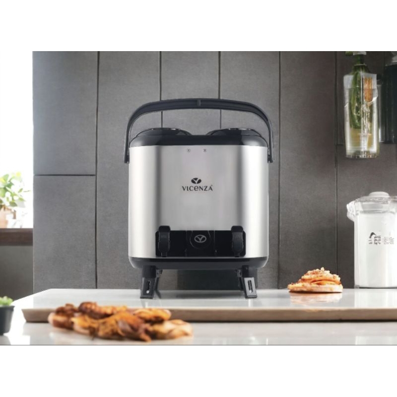 Water jug vicenza tipe VND1502WJ Portable Twin Water Jug 7,5 L dan 7,5 L, warna silver, perangkat mi