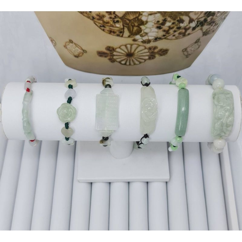 Giok Asli Grade A gelang giok bunga dan love