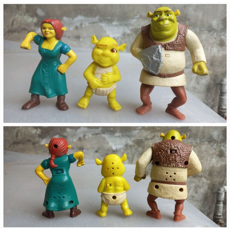 Figure Mainan set dapat 3pc istri Shrek Princess Fiona + Baby Ogre + Shrek nya Original McDonald
